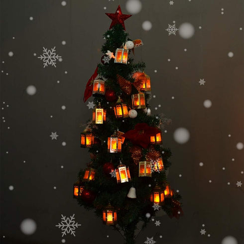Mini Star Lantern with Flickering LED - Set of 6 Copper Brushed Decorative Hanging Light for Indoor Use