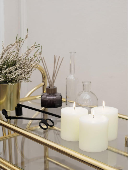 CANDWAX Set of 3 Rustic Unscented No Drip Ivory Pillar Candles for Home Decor, Weddings, Centerpieces