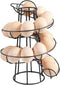 Flexzion Modern Spiral Egg Skelter - Medium Egg Holder Countertop, Freestanding Wired Dispenser for Fresh Eggs, Black