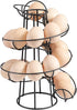 Flexzion Modern Spiral Egg Skelter - Medium Egg Holder Countertop, Freestanding Wired Dispenser for Fresh Eggs, Black