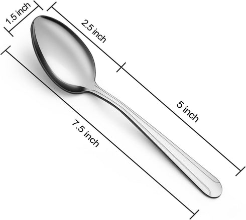 BEWOS 24 Pieces Spoons Silverware, 7.5-Inch Dinner Spoons Set, Stainless Steel Spoons, Silverware Spoons, Mirror Polished Tablespoon, Dishwasher Safe, Silver Spoons For Home, Kitchen or Restaurant