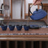 Set 4 Japanese Style Cast Iron Teapot with Tea Cups Iron Tea Kettle with Infuser Hemp Rope Trivet Asian Gift for Adults