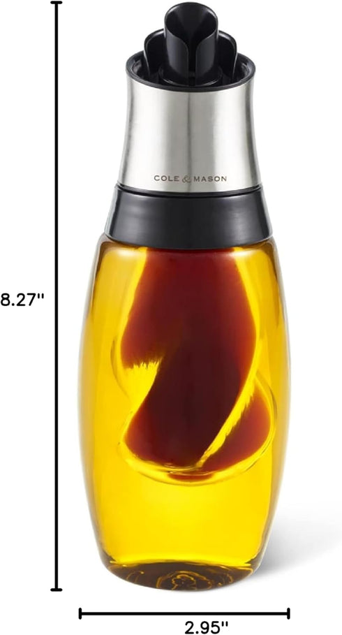 Cole & Mason Duo Oil & Vinegar Dispenser Set, Stainless Steel Pourer, Dishwasher Safe Kitchen Tool & Gadget