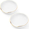 2 Pieces Gold Trim Ceramic Spoon Rest, 4 Inches Spoon Holder for Kitchen Utensils, White