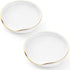 2 Pieces Gold Trim Ceramic Spoon Rest, 4 Inches Spoon Holder for Kitchen Utensils, White