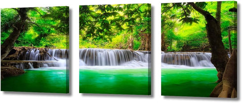 TFIAVSIN House Wall Decor, Tropical Beautiful Waterfall Paintings Wall Art for Living Room, 3 Piece Canvas