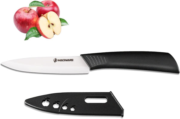 Classic 4 inch Ceramic Paring Knife with Sheath Cover, Rust Proof Fruit and Vegetable Knife