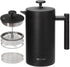 Secura French Press Coffee Maker, 34oz Insulated Coffee Press with 2 Extra Screens, 304 Grade Stainless Steel, Black