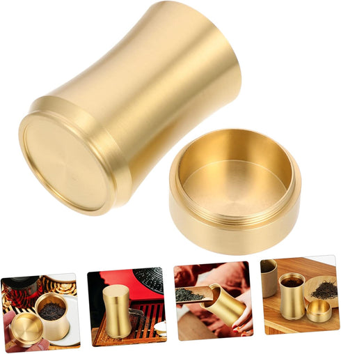 Zerodeko Tea Pot Copper Craft Storage Container, Delicate Holder for Coffee, Sugar, Tea, Portable Brass Organizer