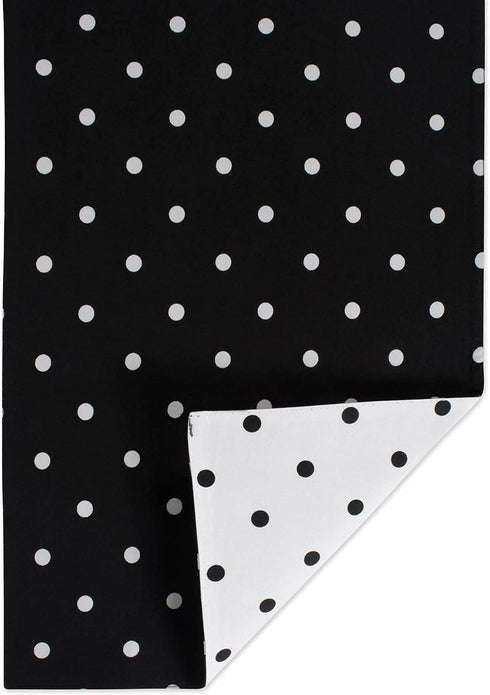 DII Polka Dot Kitchen Collection - Table Runner, 14x72, Black/White Reversible