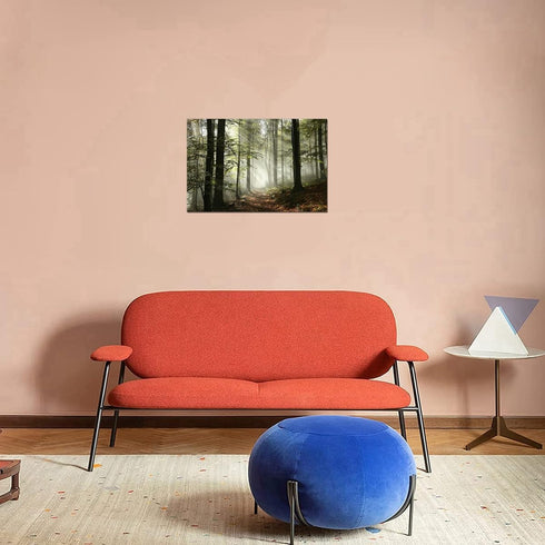 Forest Canvas Wall Art 12x16inch, Foggy Morning Spring Rustic Landscape for Bedroom and Living Room