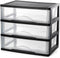 BYCY Medium 3 Drawer Plastic Clear Stacking Desktop Organizer for Office Supplies and Home Organization