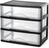 BYCY Medium 3 Drawer Plastic Clear Stacking Desktop Organizer for Office Supplies and Home Organization