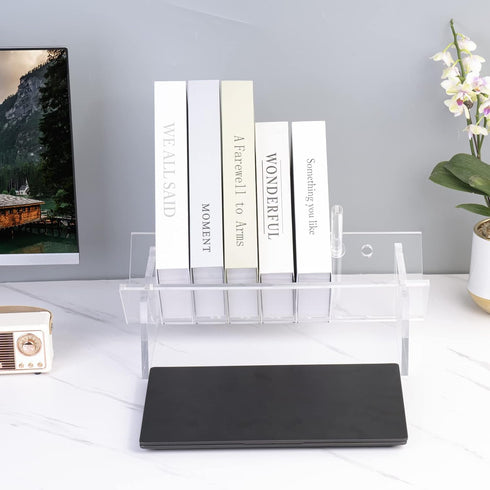 Sumerflos Acrylic Desktop Bookcase, Clear Modern Storage Organizer for Office Home, Bookshelves for CD/Magazine/Book