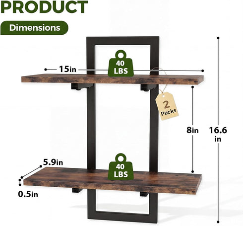 2-Pack Bamworld Floating Shelves for Wall Planters for Indoor Plants Hanging Shelves Plant Holder Wall Decor Plant