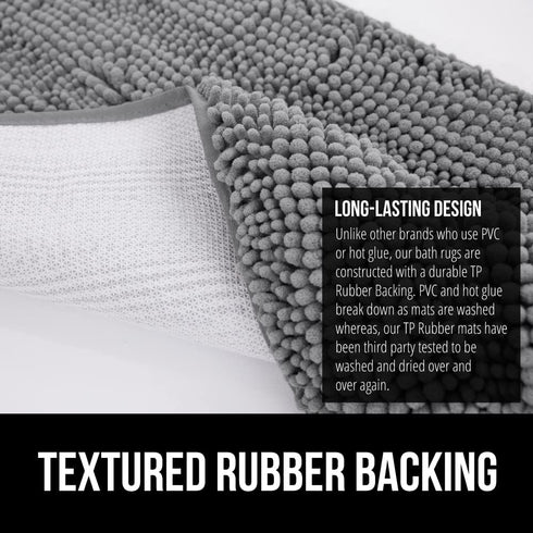Gorilla Grip Bathroom Rug Sets - Soft Chenille 2 Piece Area Rugs, 30"x20" Carpet, Toilet Base Mat, Grey