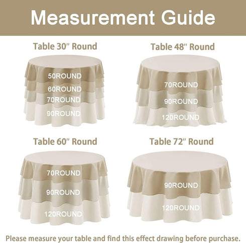 Hiasan Round Tablecloth 70 Inch, Waterproof Stain Resistant Polyester Fabric Table Cloth for Dining Room