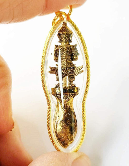 Thai Magic Amulet Wessuwan Giant God Statue Pendant, Waterproof Talisman Cloth for Protection from Evil Spirits and