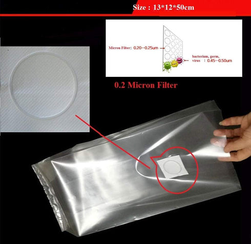10 Count 5" 5" 19", 0.2 2.5 SUCOHANS Mushroom Bags - Medium Size X X Micron Filter, Mil Polypropylene, Sealable Spawn