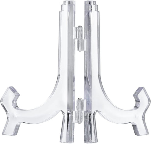 uxcell 4pcs 4.3" Easel Plate Holder, Plastic Folding Display Stand Clear for Decorative Picture Frame