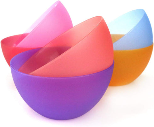 Set of 12 Plastic Bowls - Unbreakable 32oz/6 inch Cereal/Soup/Salad Bowls in 6 Assorted Colors | BPA Free, Dishwasher