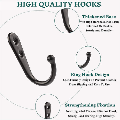 Coat Hooks-38 Pack Farmhouse Hooks with Metal Screws, Black Decorative Rustic Wall Mounted Coat Rack