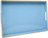 15.6" 10.2" Spsyrine Blue Decorative Serving Tray with Handles, Elegant Plastic Coffee Table Tray for Ottoman, Living