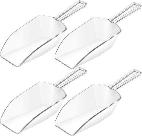 Hestya 4 Pcs Multi Purpose Clear Plastic Scoops for Candy Buffet, Kitchen, Ice Food
