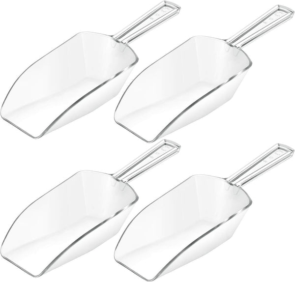 Hestya 4 Pcs Multi Purpose Clear Plastic Scoops for Candy Buffet, Kitchen, Ice Food