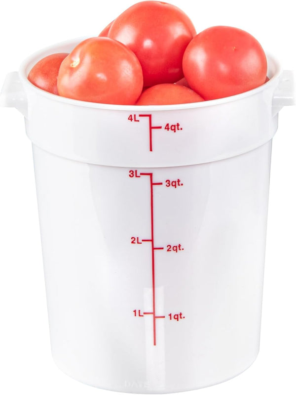 Restaurantware-Met Lux 4 Quart Food Storage Container, 1 White Container - Lids Sold Separately, Red Volume Markers
