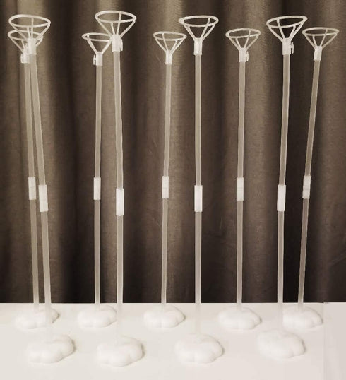 Clear Transparent Balloon Sticks and Stands, 10pc Set for Table Top Use with LED Bobo Balloon, Wedding Decor