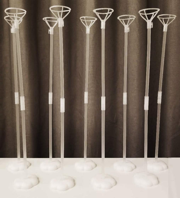 Clear Transparent Balloon Sticks and Stands, 10pc Set for Table Top Use with LED Bobo Balloon, Wedding Decor
