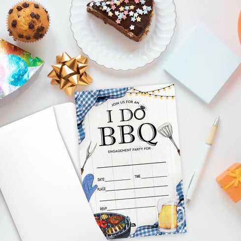 I Do BBQ Invitations with Envelopes for Wedding, Bridal Shower, Cook Out Invite Cards, L791