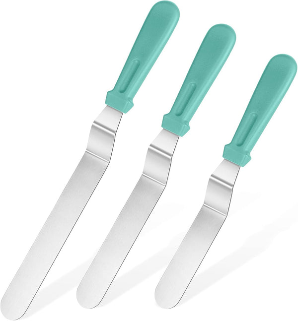 U-Taste Icing Spatula Set with 6", 8", 10" Blade, 18/0 Stainless Steel Angled Cake Decorating Spatula Set of 3