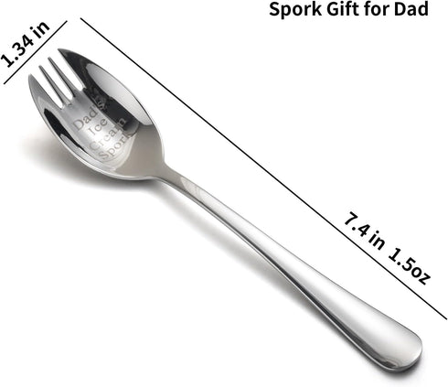 1-Pack 5.7 Inches Alata Spork Gift for Dad, Food-grade Stainless Steel Spork, Salad Forks For Dessert, Ice Cream