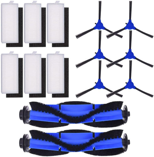 neutop Replacement Parts with 2 Main Rolling Brushes, 6 Filter Sets, 6 Side Brushes for eufy RoboVac 11S, 15T, 30, 30C,