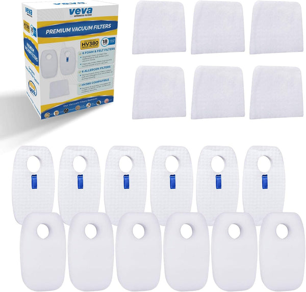 VEVA Premium Vacuum Filter Set, 6 Allergen, 6 Foam, 6 Felt Filters for Shark Rocket DuoClean Model HV380, 381, 382