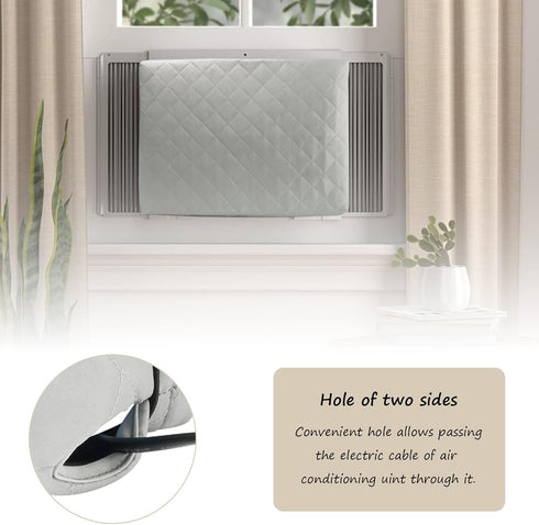 Indoor Air Conditioner Cover, AC Unit Window Cover with Double Insulation and Elastic Drawstring, 25L x 17H x 3.5D