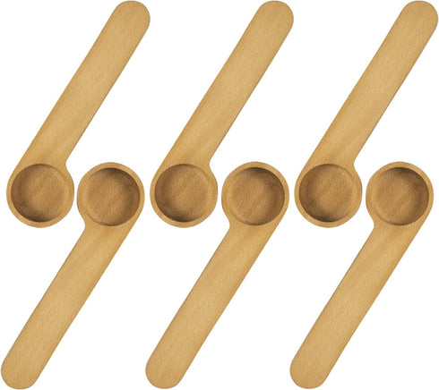 KVMORZE Wooden Coffee Scoop and Bag Clip, Tablespoon Wood Measuring Scoop with Bags