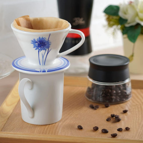 BLUE BREW Ceramic Pour Over Coffee Dripper, Size 01 Cone Coffee Maker (1-2 Cups), Portable Manual Brew Maker,