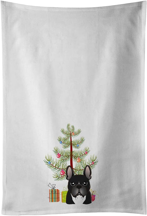 Caroline's Treasures BB1599WTKT Christmas Tree and French Bulldog Kitchen Towel Set of 2, 19 x 25, White