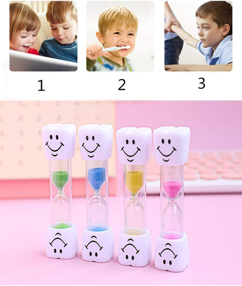 3 Minute Sand Timer Set for Brushing Teeth, Pack of 6 Colorful Smiley Hourglass Timers