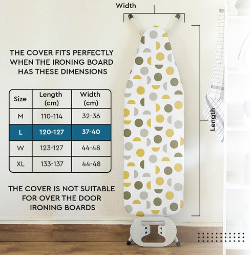 Encasa XO Ironing Board Cover and Pad 54"x15" - Black Arrow, Thick 3mm Felt Padding, Easy Fit, Scorch & Stain Resistant