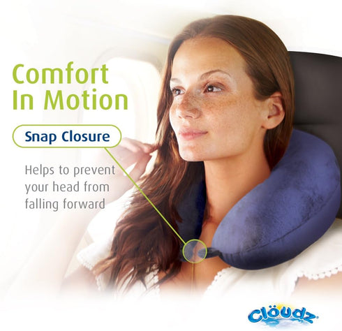 Cloudz Dual Comfort Microbead Airplane Travel Neck Pillow, Bright Pink, Soft Plush & Cool Spandex