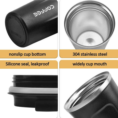 12 oz Stainless Steel Vacuum Insulated Tumbler - Coffee Travel Mug Spill Proof with Lid, Thermos Cup for Hot/Ice