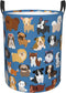 Cute Dogs Blue Round Laundry Hamper, Storage Basket for Toys, Clothes Organizer Bin for Home