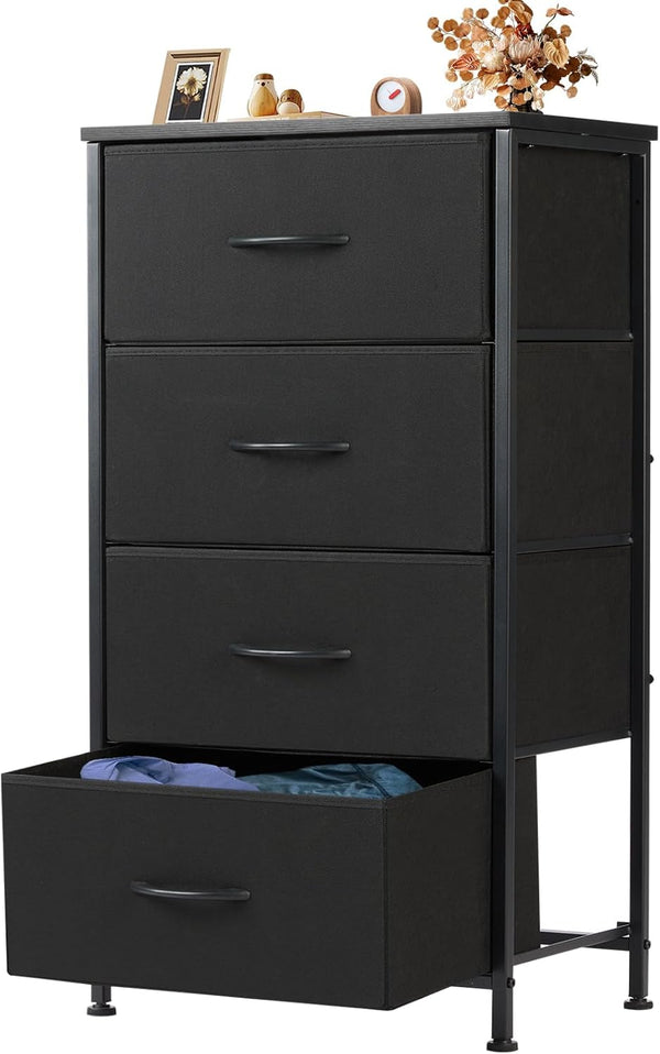 Sweetcrispy Dresser for Bedroom with 4 Drawers, Skinny Fabric Storage Tower, Chest of Drawers for Closet, Living Room