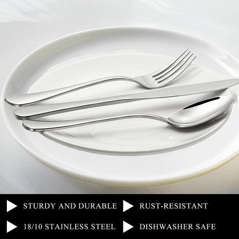 Dinner Forks Set of 6, Top Food Grade Stainless Steel Silverware Forks, 8 Inches, Mirror Finish & Dishwasher Safe