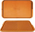 Gotham Steel XL Nonstick 2 in 1 Griddle Pan & Grill Pan, Reversible Copper Griddle for Stovetop & Outdoor Use