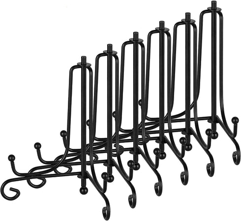 BetterJonny 6 Pack 8" Iron Display Stand, Upgraded Anti-Slip Plate Holder for Pictures, Photo Frames, Book, Tabletop Art